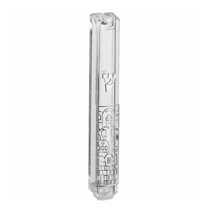 Jerusalem Style Clear Mezuzah Case S